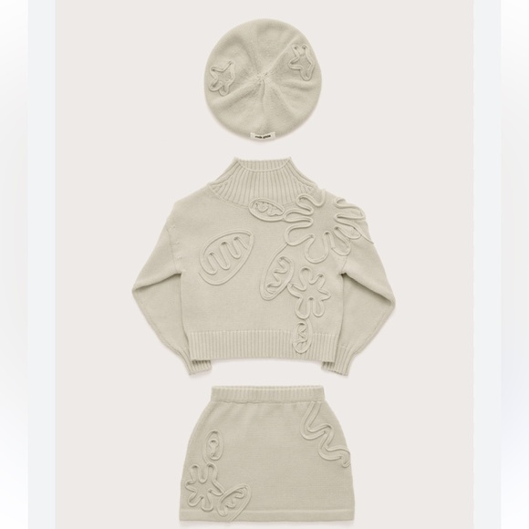 Cult Gaia girls Kids Deva Set Cream Cowl Neck Sweater Set NWT - Picture 11 of 13
